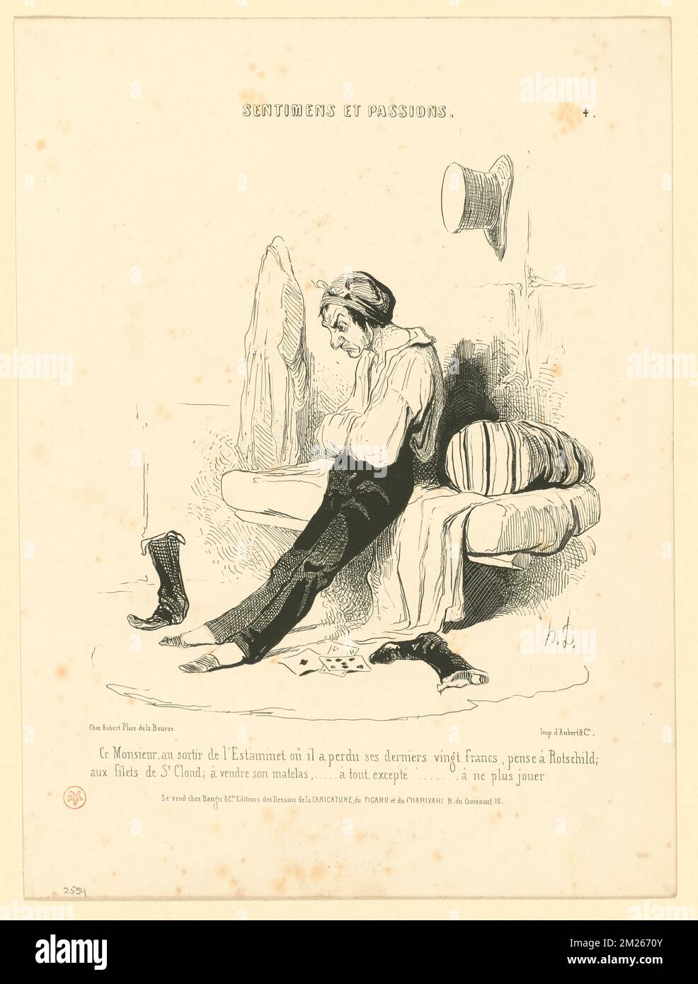 Ce Monsieur, au sortir de l'estaminet.... Honoré Daumier (1808-1879). Lithographs Stock Photo