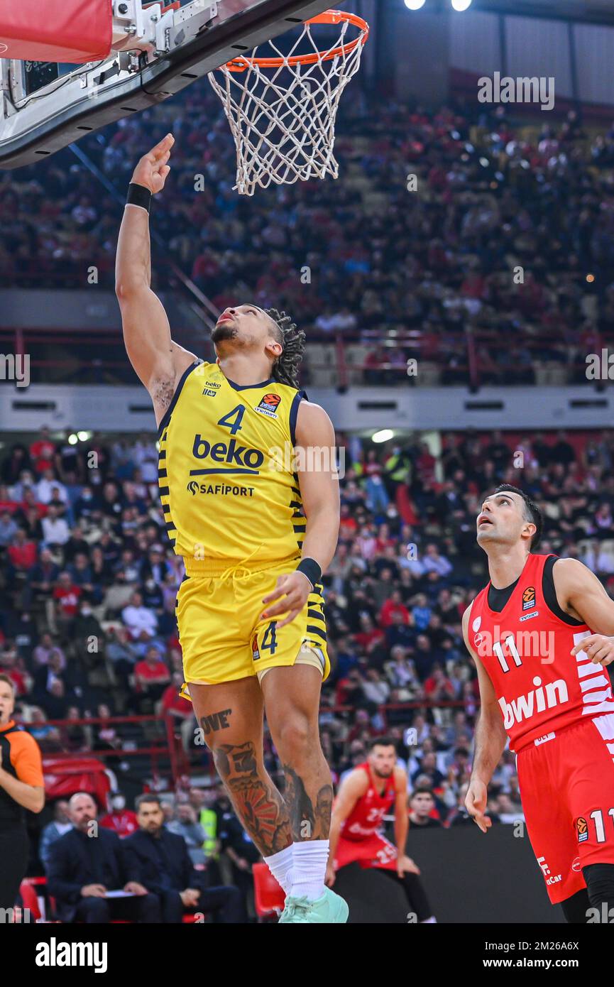 Athens, Lombardy, Greece. 13th Dec, 2022. 4 CARSEN EDWARDS of Fenerbahce Beko Istanbul during the Euroleague, Round 13, match between Olympiacos Piraeus and Fenerbahce Beko Istanbul at Peace And Friendship Stadium on December 13, 2022 in Athens, Greece (Credit Image: © Stefanos Kyriazis/ZUMA Press Wire) Stock Photo