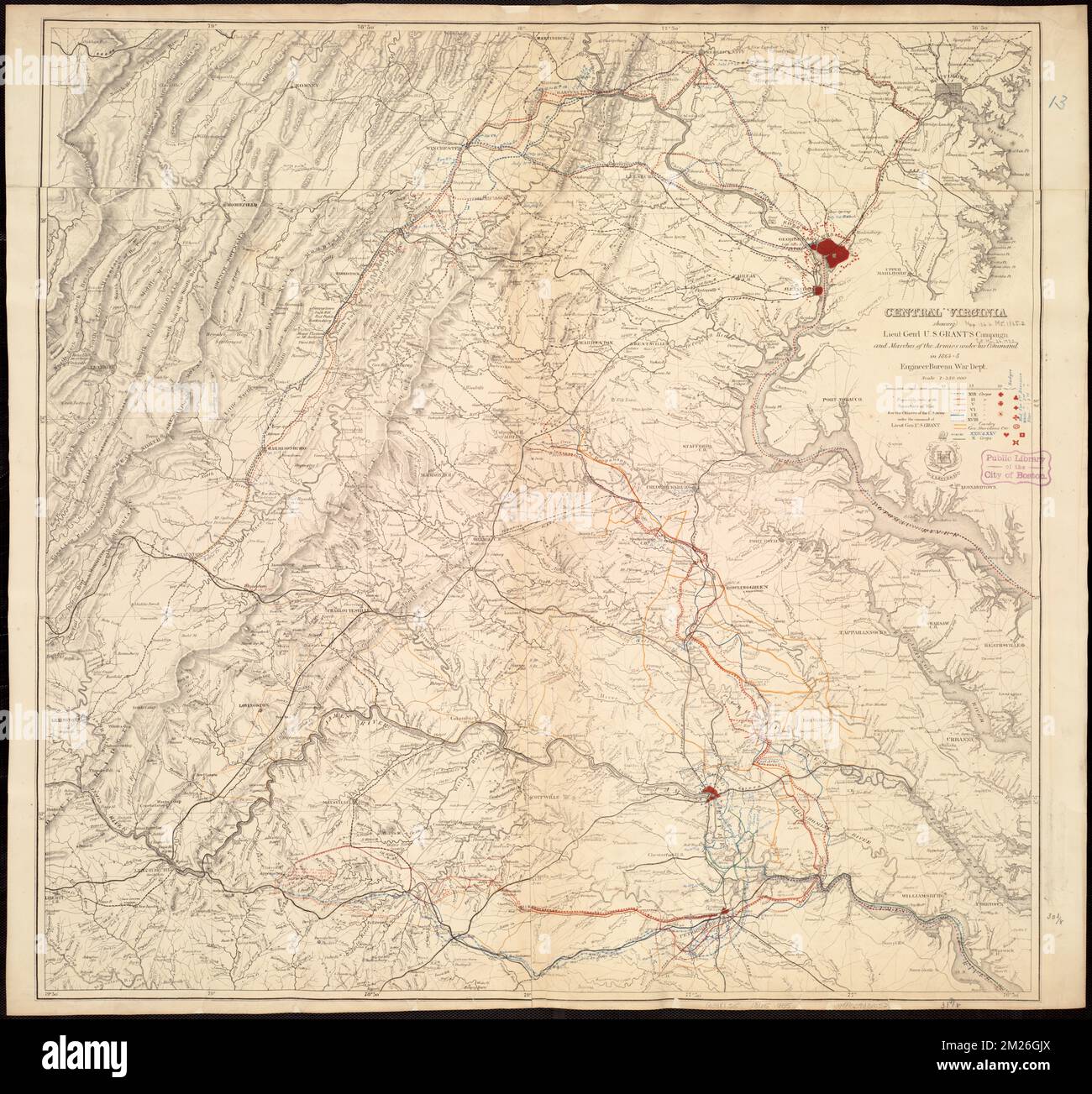 Central Virginia showing Lieut. Gen'l. U.S. Grant's Campaign and 