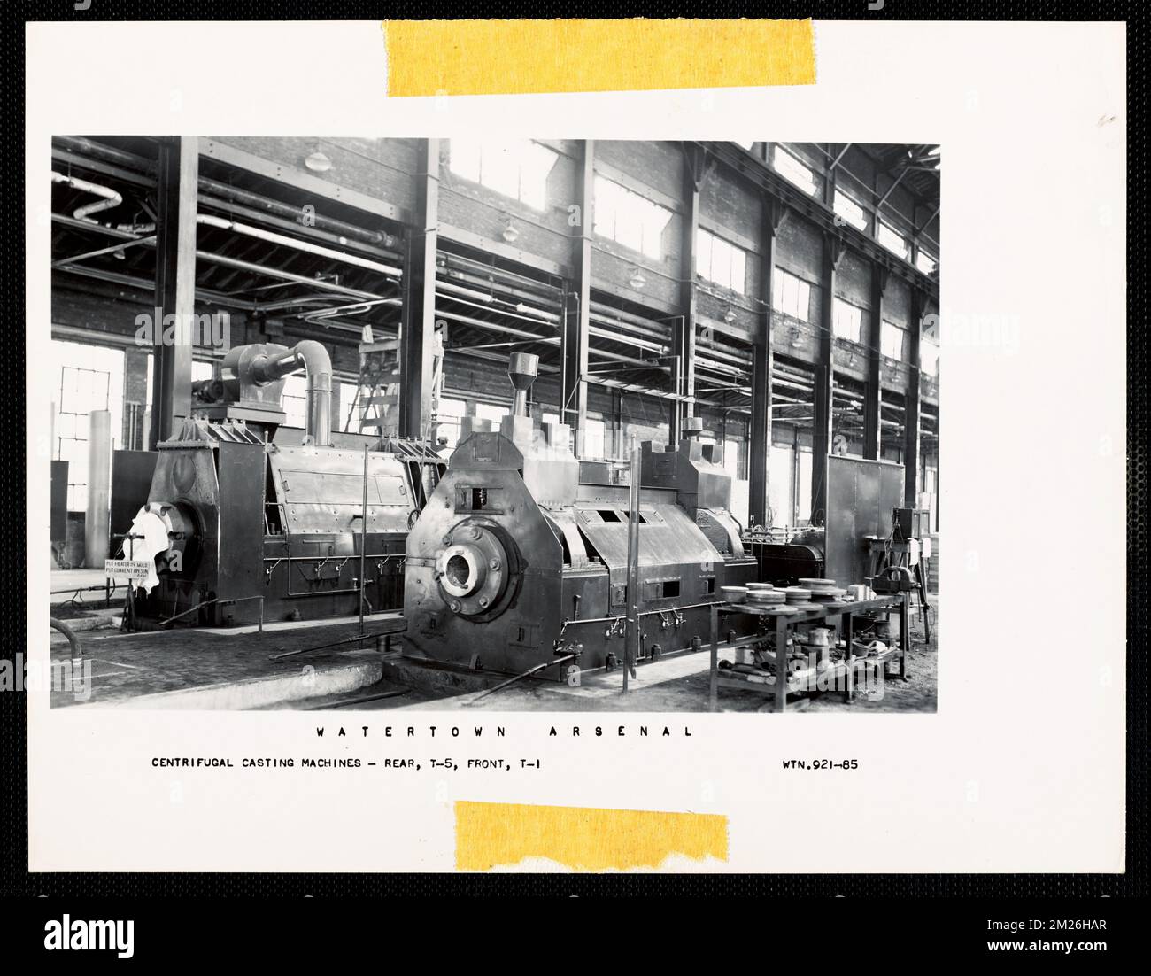 Centrifugal casting machines, rear, T-5, front, T-1 , Armories, Ordnance industry, Machinery, Watertown Arsenal Mass..  Records of U.S. Army Operational Stock Photo