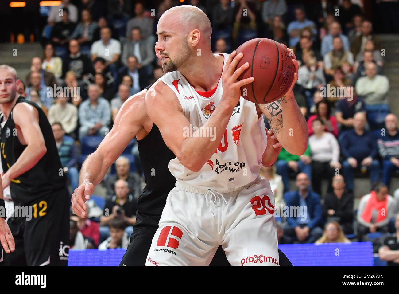 Antwerp's Mike Smith pictured in action during the basketball game between  Port of Antwerp Giants and Oostende, on day 33 of the EuroMillions League  basket competition, on Sunday 07 May 2017 in