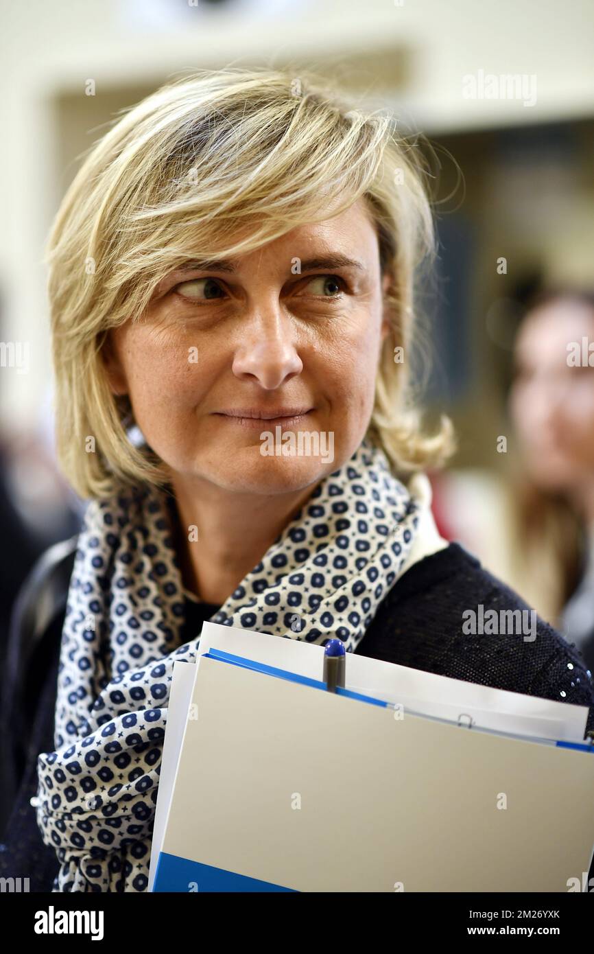 Flemish Minister of Education Hilde Crevits pictured during a visit to the Antwerp prison, Monday 08 May 2017. BELGA PHOTO ERIC LALMAND  Stock Photo