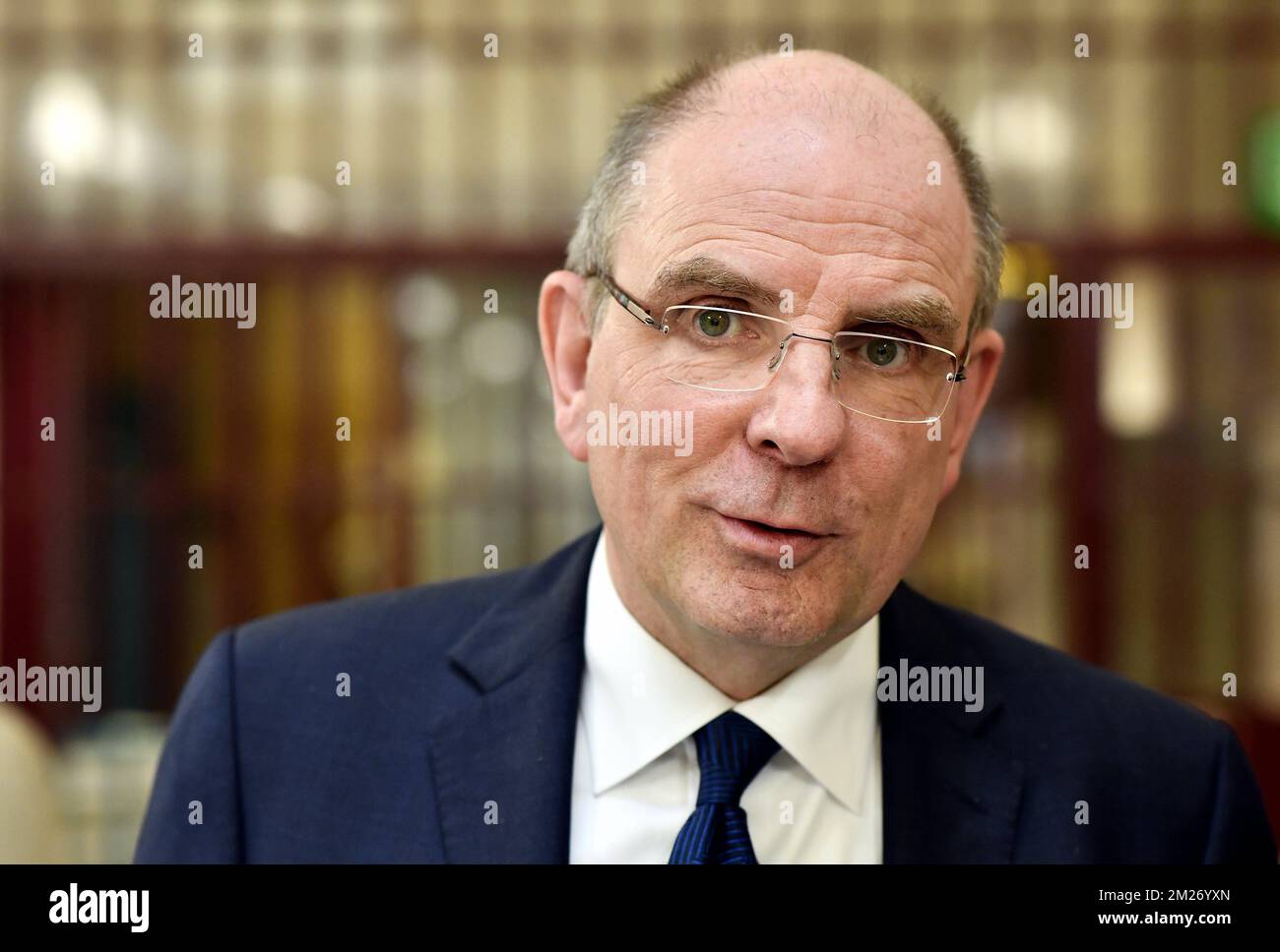 Minister of Justice Koen Geens pictured during a visit to the Antwerp prison, Monday 08 May 2017. BELGA PHOTO ERIC LALMAND  Stock Photo