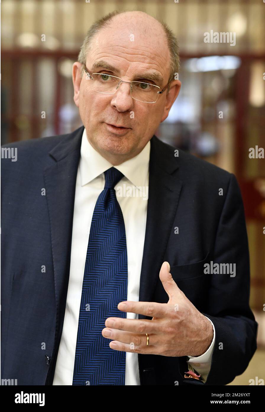 Minister of Justice Koen Geens pictured during a visit to the Antwerp prison, Monday 08 May 2017. BELGA PHOTO ERIC LALMAND  Stock Photo