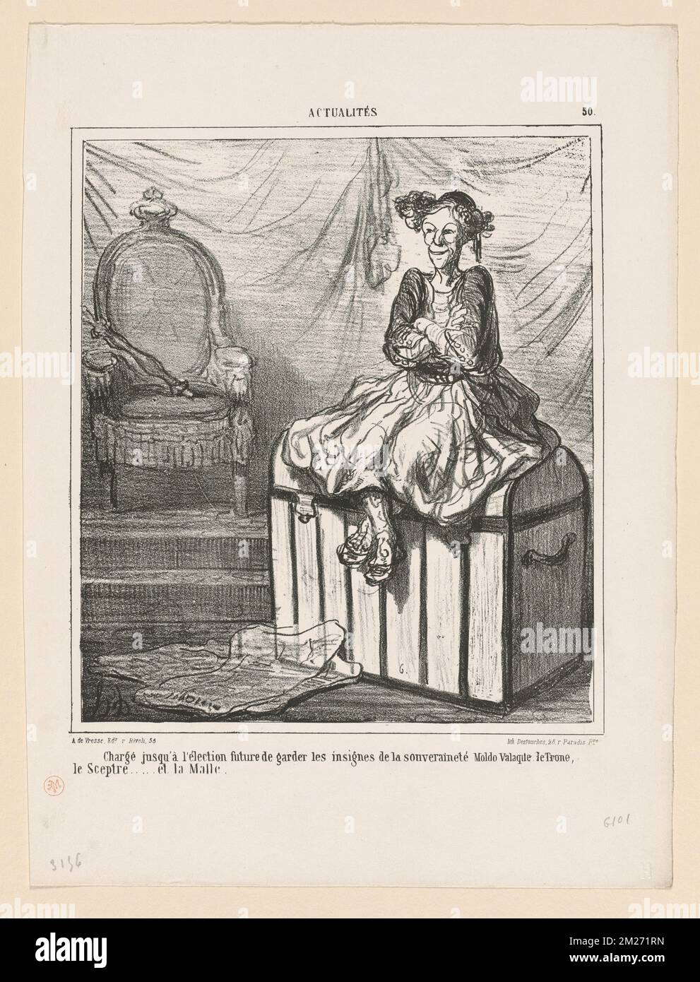 Chargé...de garder les insignes de la souveraineté Moldo Valaque. Honoré Daumier (1808-1879). Lithographs Stock Photo