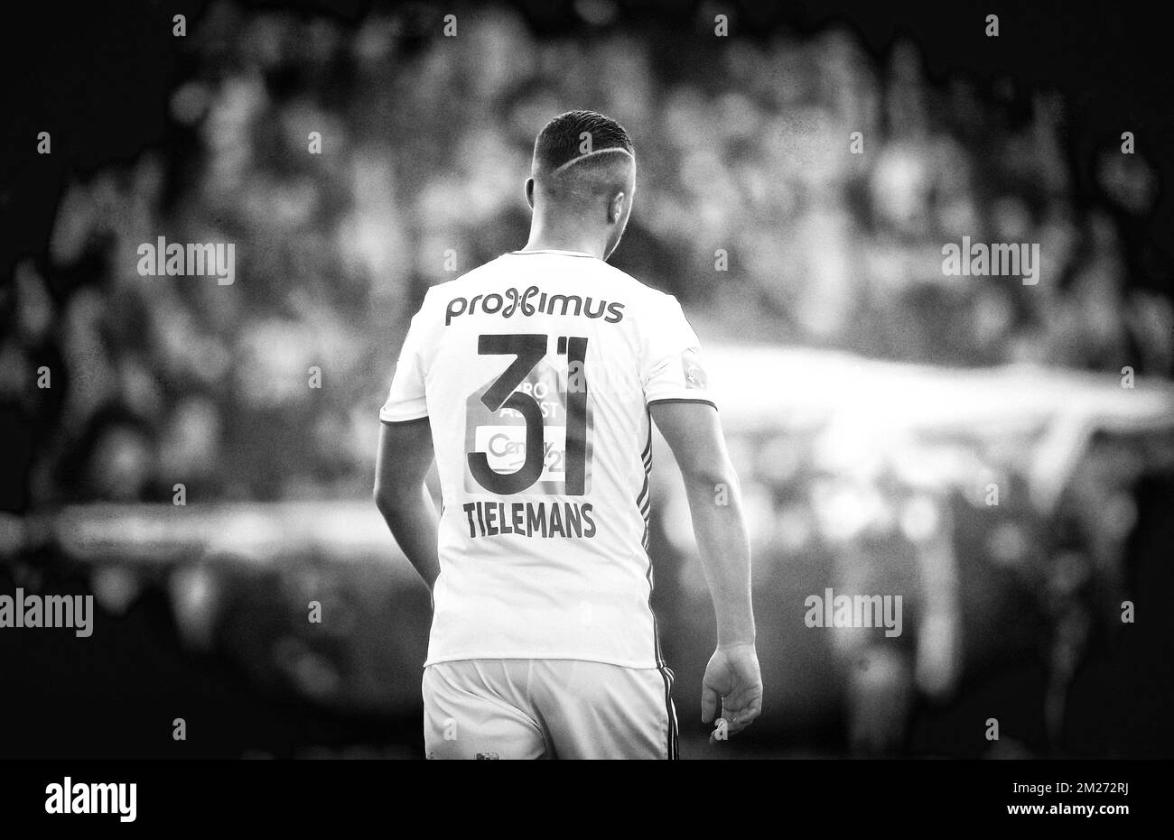 Anderlecht's Youri Tielemans looks dejected after the Jupiler Pro League match between Club Brugge and RSC Anderlecht, in Brugge, Sunday 14 May 2017, on day 8 (out of 10) of the Play-off 1 of the Belgian soccer championship. BELGA PHOTO VIRGINIE LEFOUR Stock Photo
