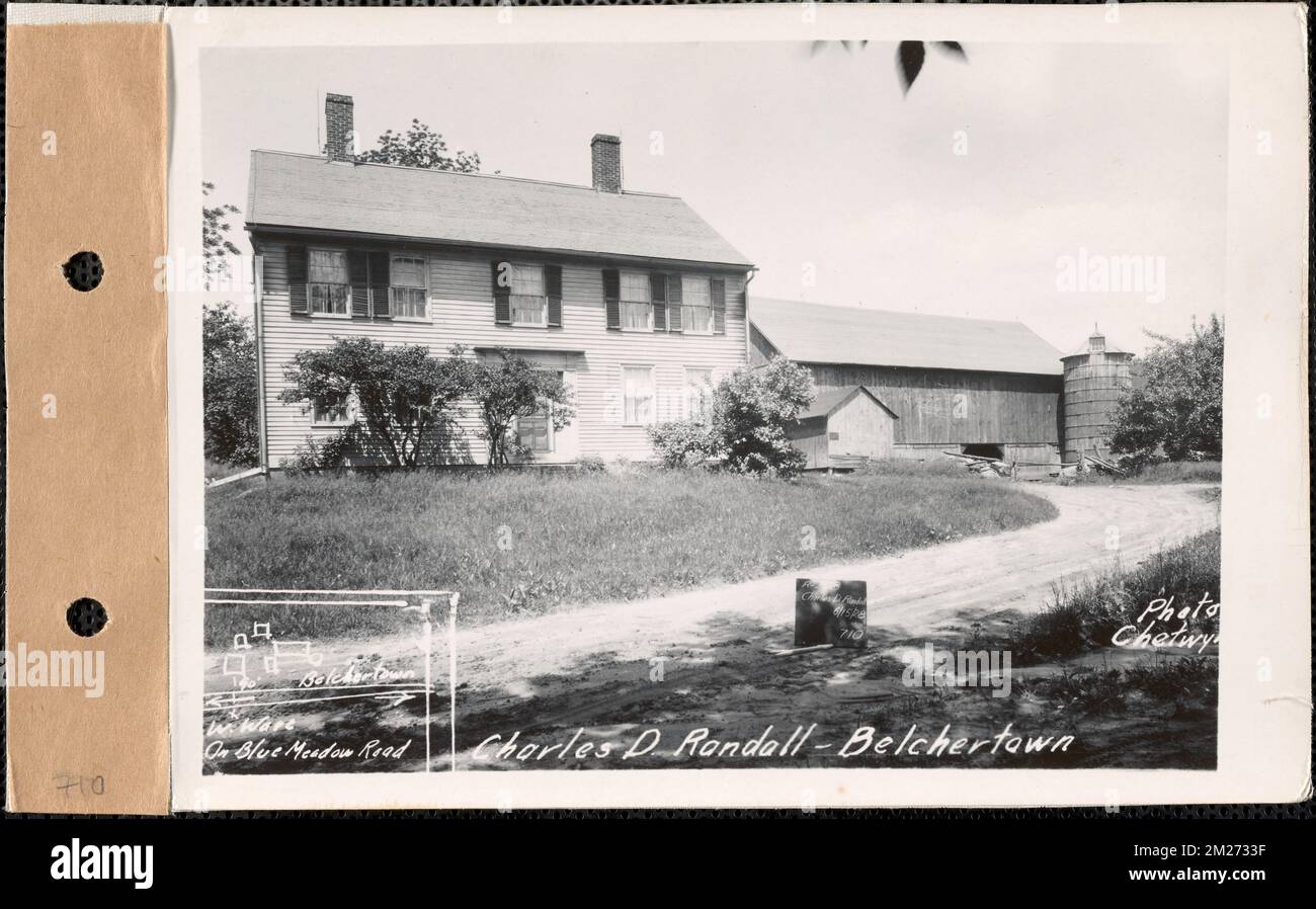 Charles D. Randall, house and barn, Belchertown, Mass., June 15, 1928 : Parcel no. 207-3, Charles D. Randall , waterworks, reservoirs water distribution structures, real estate, residential structures, barns Stock Photo