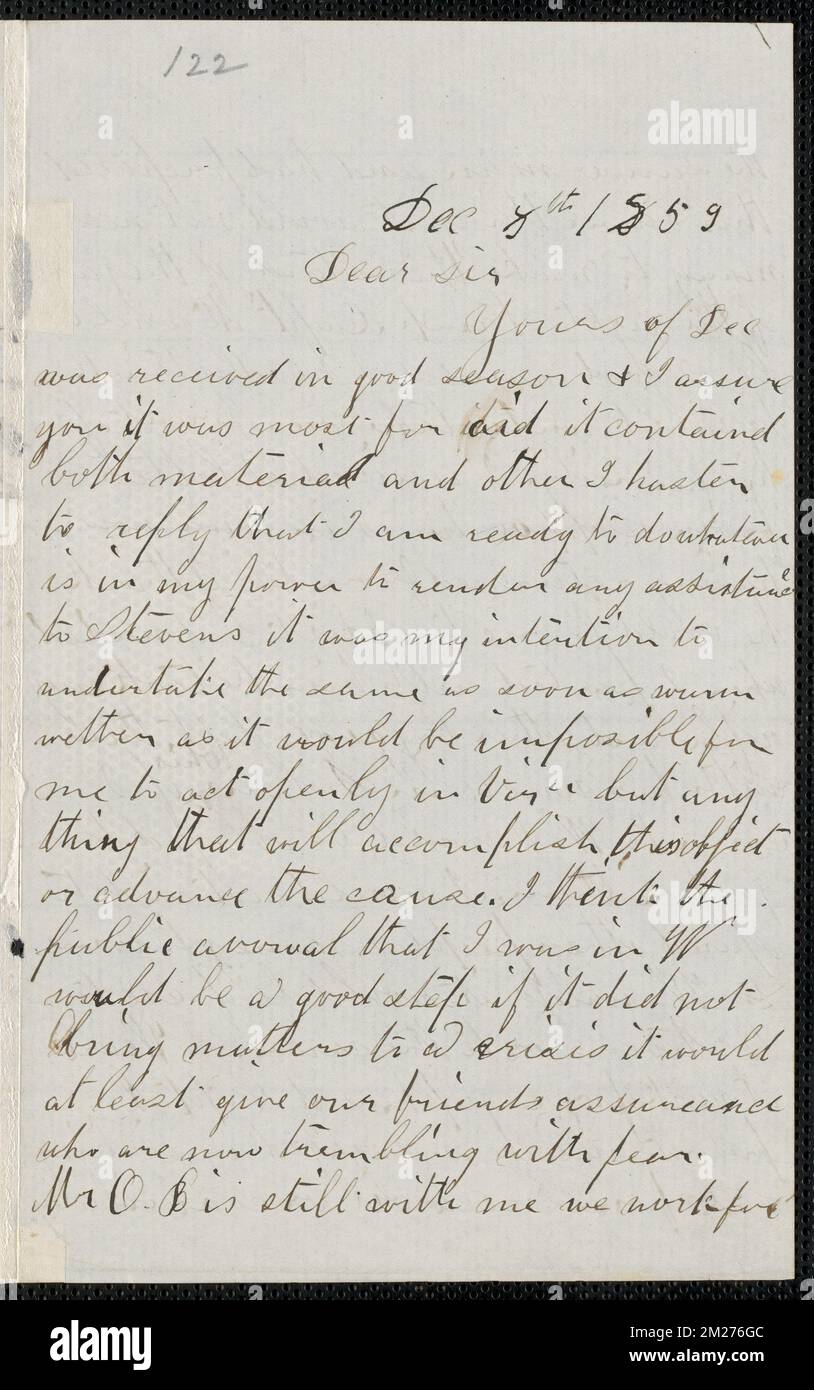 Charles Plummer Tidd autograph letter signed to Thomas Wentworth ...
