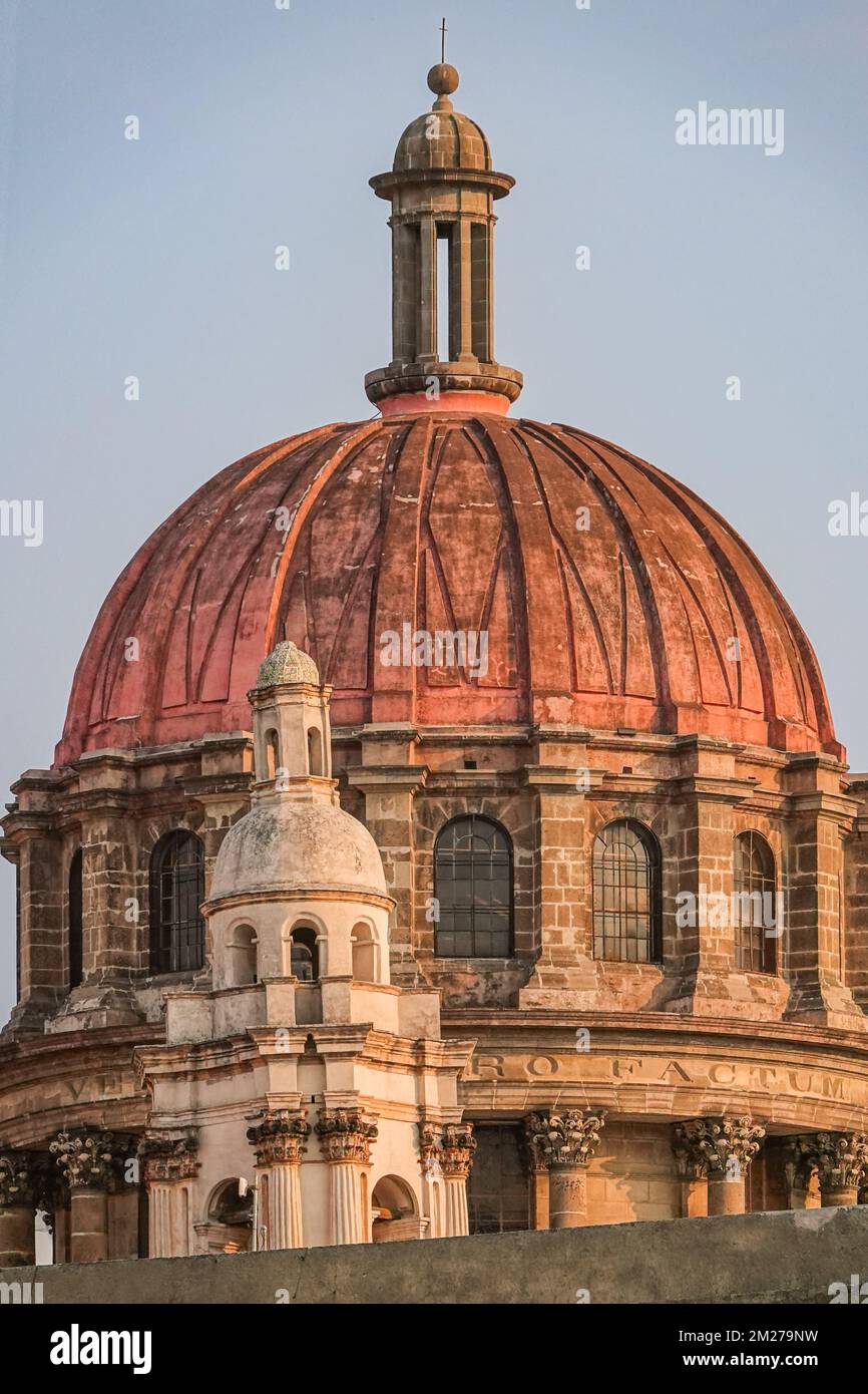 The dome of the Ex Teresa Arte Actual once the Viceregal Convent of San Jose in Mexico City, Mexico. Stock Photo