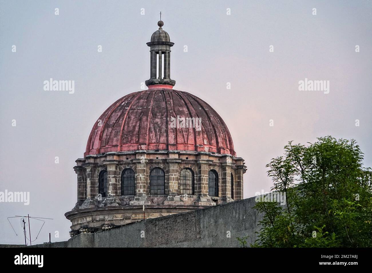 The dome of the Ex Teresa Arte Actual once the Viceregal Convent of San Jose in Mexico City, Mexico. Stock Photo