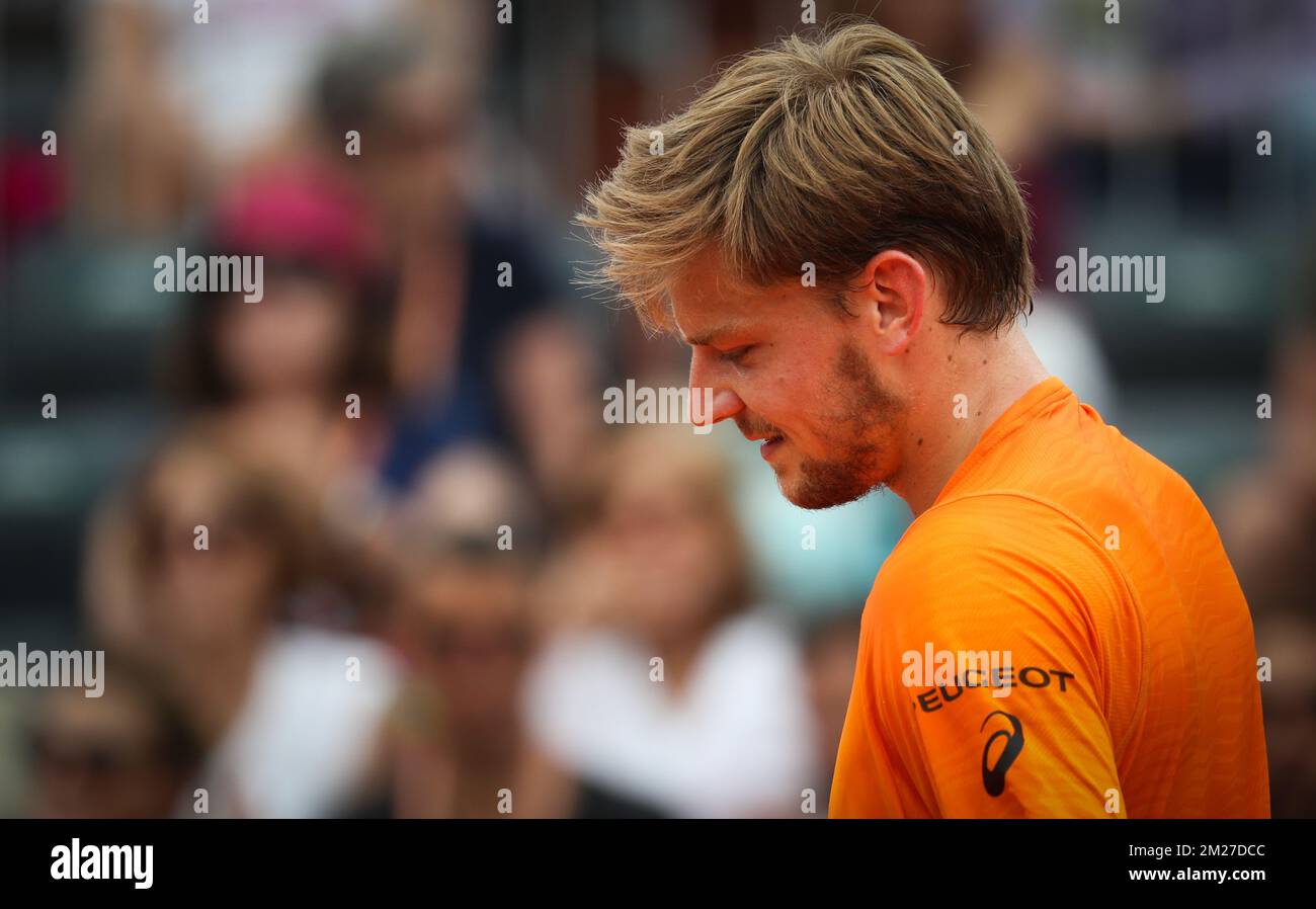 Belgian David Goffin (ATP 12) pictured during a tennis game against French Paul-Henri Mathieu (ATP 120), in the first round of the men's tournament at the Roland Garros French Open tennis tournament, in Paris, France, Monday 29 May 2017. The main table Roland Garros Grand Slam takes place from 29 May to 11 June 2017. BELGA PHOTO VIRGINIE LEFOUR Stock Photo