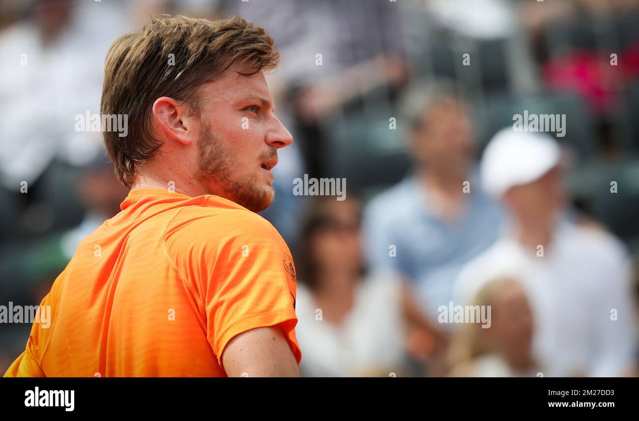 Belgian David Goffin (ATP 12) pictured during a tennis game against French Paul-Henri Mathieu (ATP 120), in the first round of the men's tournament at the Roland Garros French Open tennis tournament, in Paris, France, Monday 29 May 2017. The main table Roland Garros Grand Slam takes place from 29 May to 11 June 2017. BELGA PHOTO VIRGINIE LEFOUR Stock Photo