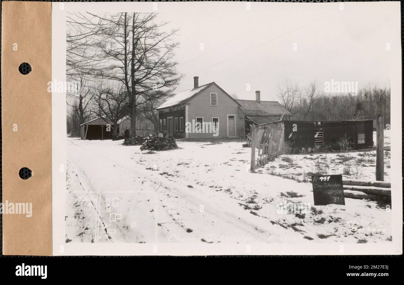 Charles S. Amsden, house, barn, etc., Prescott, Mass., Feb. 14, 1928 : Parcel no. 449-6, Charles S. Amsden , waterworks, reservoirs water distribution structures, real estate, residential structures, barns Stock Photo