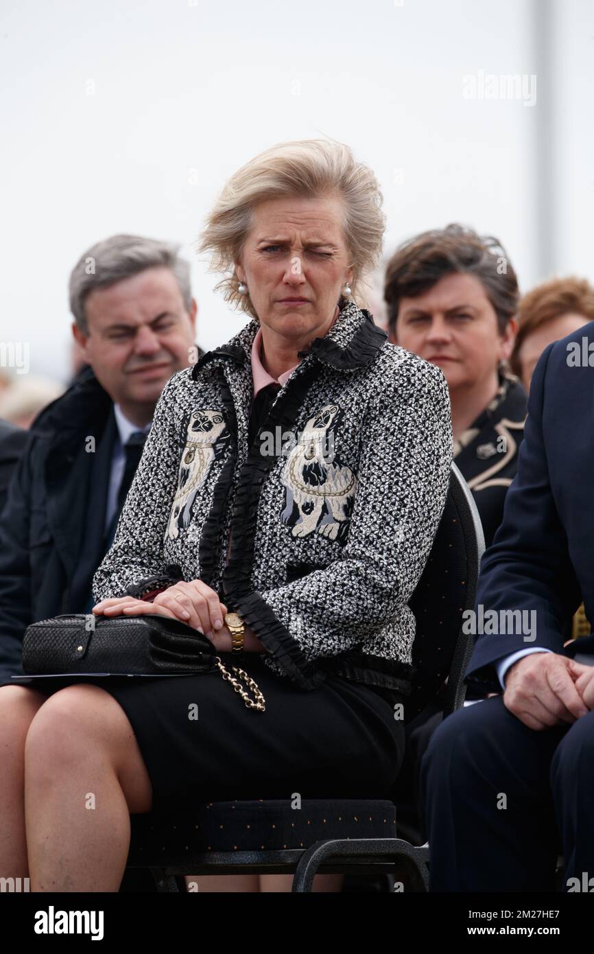 Princess Astrid of Belgium pictured during the commemoration of the centenary of the battle of Messines ridge, at the Island of Ireland Peace Park, in Mesen (Messines), Wednesday 07 June 2017. Today (07/06/2017) marks the 100th anniversary of the start of the 'Mijnenslag' (Mines Battle) at Mesen, during the first World War. BELGA PHOTO KURT DESPLENTER Stock Photo