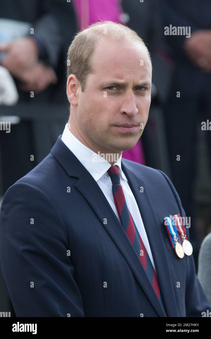 Britain's Prince William The Duke of Cambridge pictured during the closing ceremony of the commemoration of the centenary of the battle of Messines ridge, in Wytschaete (Wijtschate), Wednesday 07 June 2017. Today (07/06/2017) marks the 100th anniversary of the start of the 'Mijnenslag' (Mines Battle) at Mesen, during the first World War. BELGA PHOTO KURT DESPLENTER Stock Photo