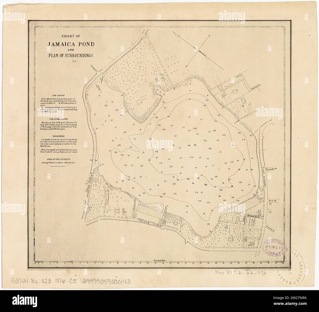 Chart of Jamaica Pond and plan of surroundings , Ponds, Massachusetts