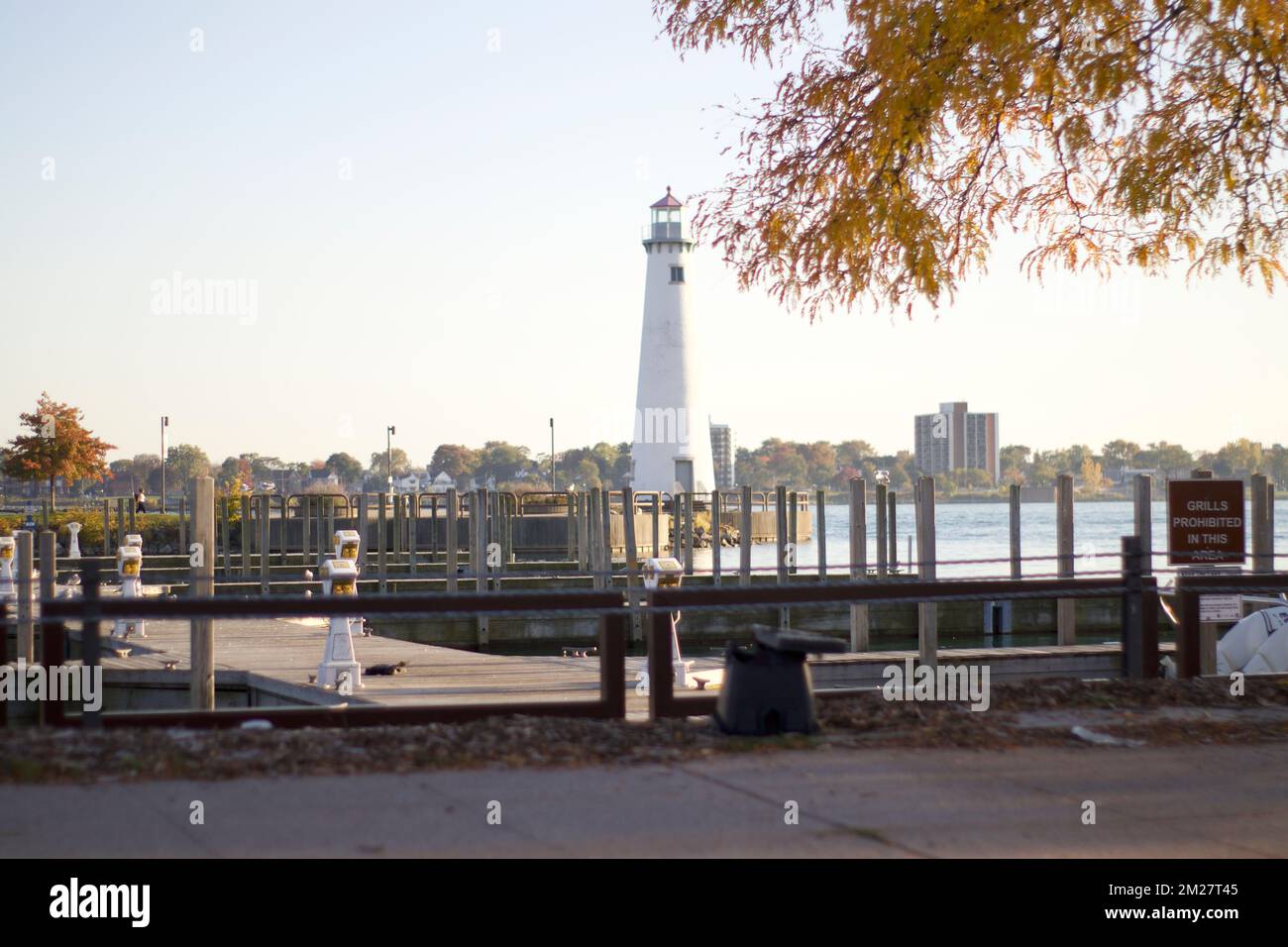 Detroit Lighthouse, Riverwalk Stock Photo