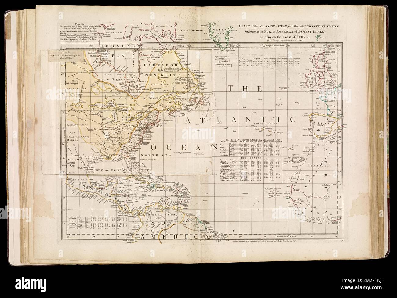 Chart of the Atlantic Ocean with - Chart Of The Atlantic Ocean With The British French Spanish Settlements In North America And The West Indies As Also On The Coast Of Africa Atlantic Ocean Maps Early Works To 1800 North America Maps Early Works To 1800 Norman B Leventhal Map Center Collection 2M27TNJ
