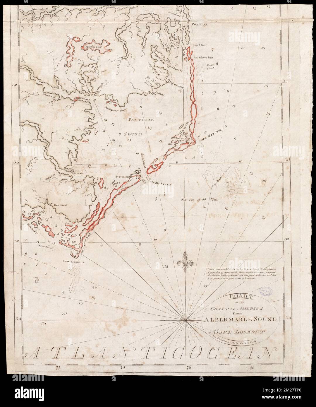 Chart Of The Coast Of America From Albermarle Sound To Cape Lookout chart-of-the-coast-of-america-from-albermarle-sound-to-cape-lookout