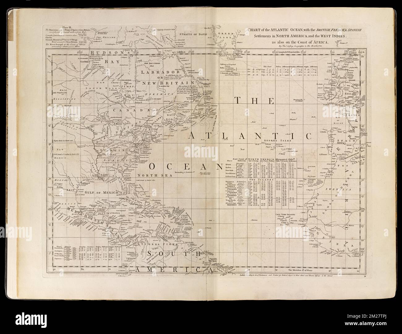 Chart of the Atlantic Ocean with - Chart Of The Atlantic Ocean With The British French Spanish Settlements In North America And The West Indies As Also On The Coast Of Africa America Discovery And Exploration Maps Early Works To 1800 Atlantic Ocean Maps Early Works To 1800 North America Maps Early Works To 1800 West Indies Maps Early Works To 1800 Norman B Leventhal Map Center Collection 2M27TPJ