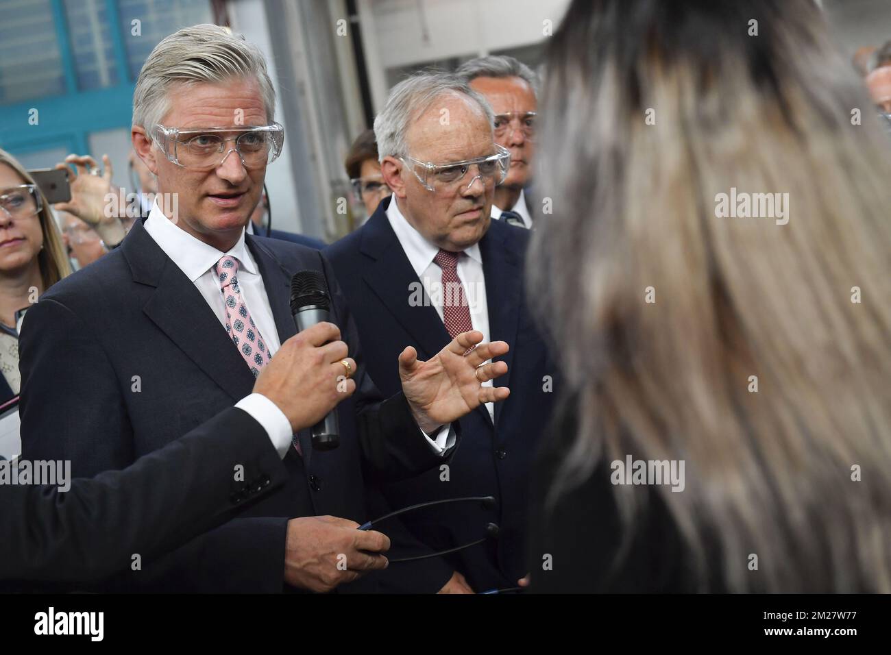 King Philippe - Filip of Belgium and Johann Schneider Ammann, Federal Councillor Economic Affairs, Education and Research pictured during a royal visit to the 'Libs Industrielle Berufslehren' trade educational institution in Baden, Switzerland, Friday 23 June 2017. The Belgian king is on an official two day visit to Bern, Baden and Lucerne on alternated education (Co-operative Education). BELGA PHOTO DIRK WAEM Stock Photo