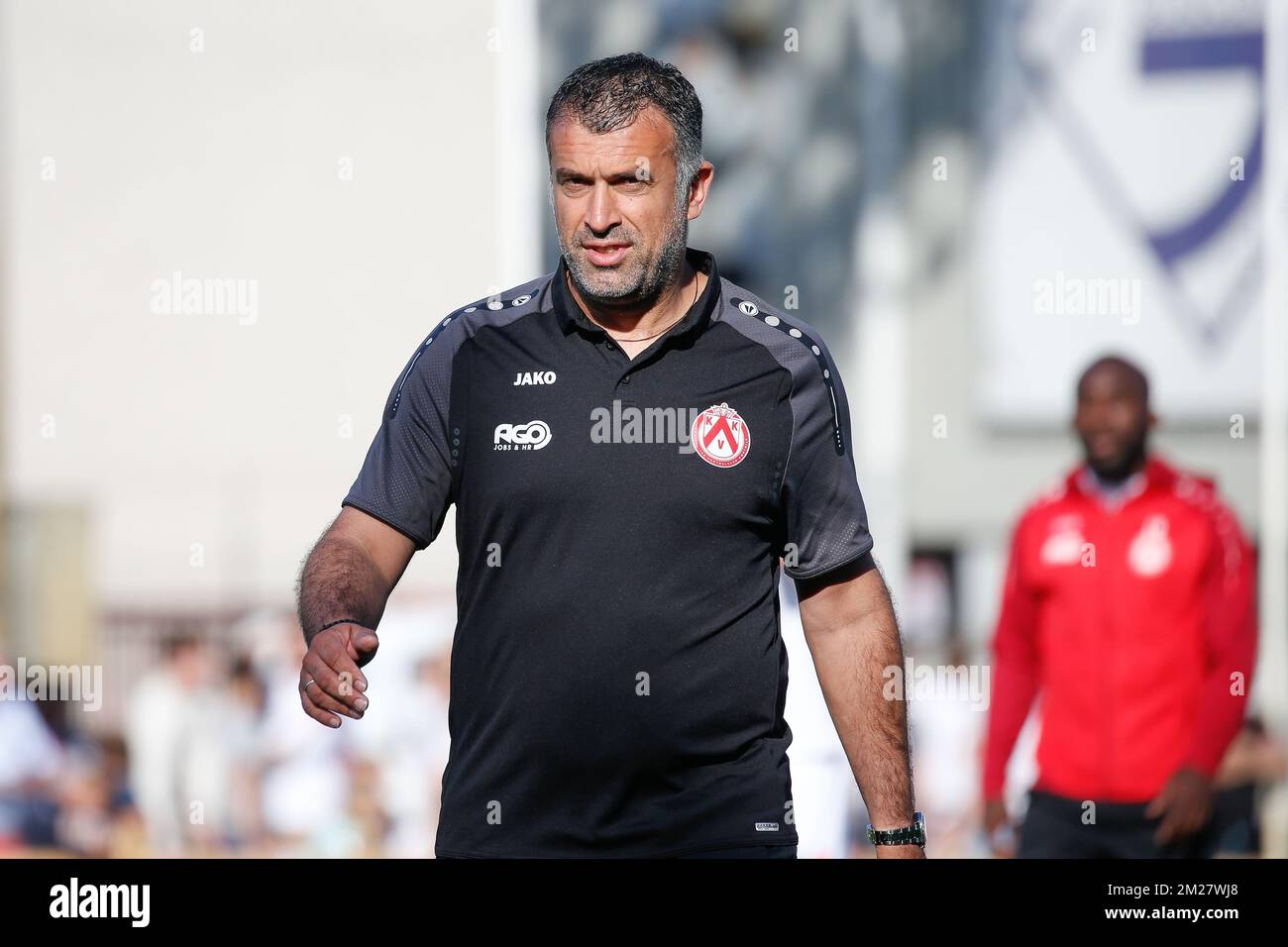 Kortrijk's head coach Yannis Anastasiou pictured during a friendly soccer game between KV Kortrijk and Wikings Kortrijk, in Kortrijk, Friday 23 June 2017, the first friendly game of Jupiler Pro League team KVK. BELGA PHOTO BRUNO FAHY Stock Photo