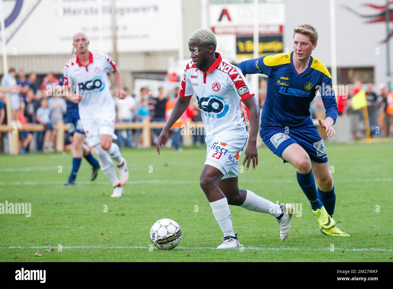 Kortrijk's Brian Verboom pictured in action during a friendly soccer game between KV Kortrijk and Wikings Kortrijk, in Kortrijk, Friday 23 June 2017, the first friendly game of Jupiler Pro League team KVK. BELGA PHOTO BRUNO FAHY Stock Photo