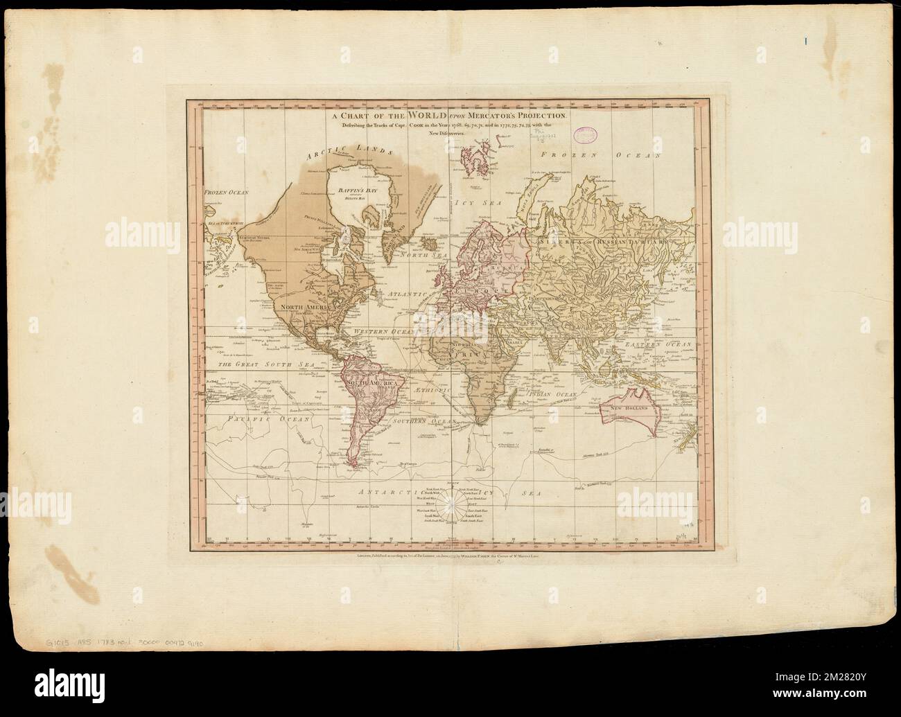 A chart of the world upon Mercator's projection : describing the tracks 