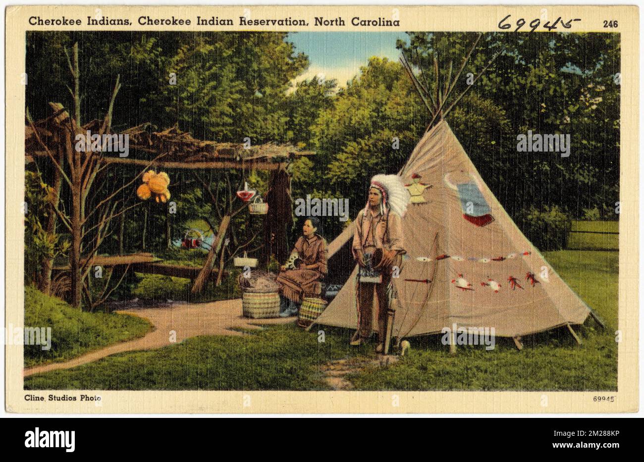 Cherokee Indians, Cherokee Indian Reservation, North Carolina , Tichnor Brothers Collection, postcards of the United States Stock Photo