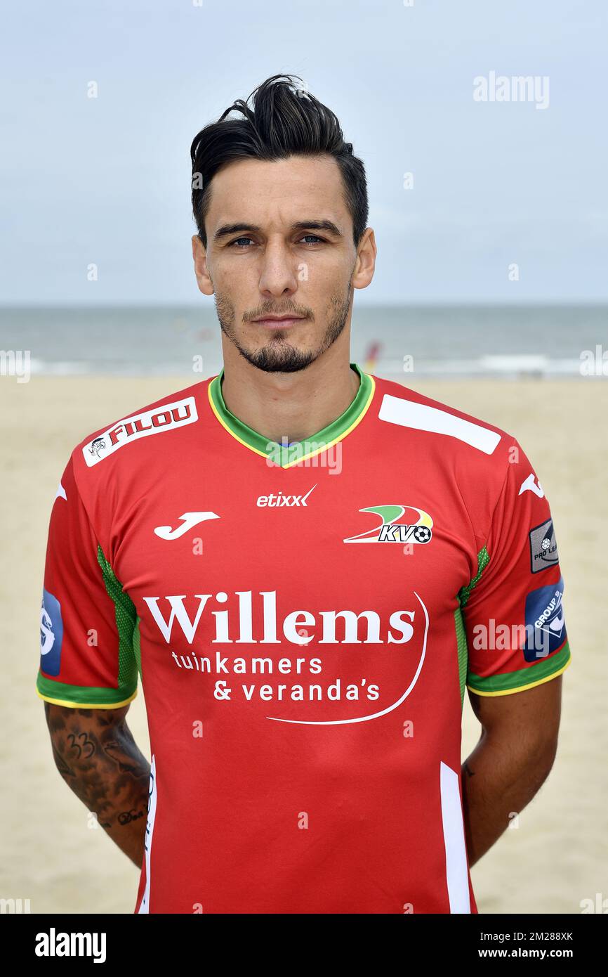 Oostende's Zarko Tomasevic poses for photographer at the 2017-2018 season photo shoot of Belgian first league soccer team KV Oostende, Tuesday 11 July 2017 in Oostende. BELGA PHOTO ERIC LALMAND  Stock Photo