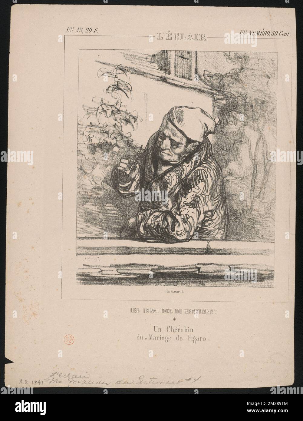 Un Chérubin - du 'Mariage de Figaro' ,. Paul Gavarni (1804-1866). Lithographs and Other Works Stock Photo