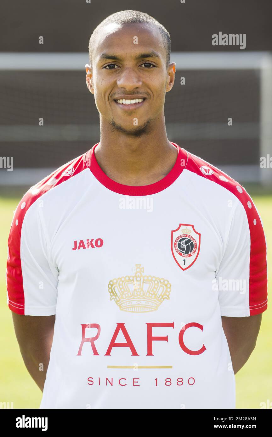 Antwerp's Frederic Duplus poses for the photographer at the 2017-2018 season photo shoot of Belgian first league soccer team Royal Antwerp FC, Wednesday 12 July 2017 in Wommelgem. BELGA PHOTO LAURIE DIEFFEMBACQ Stock Photo