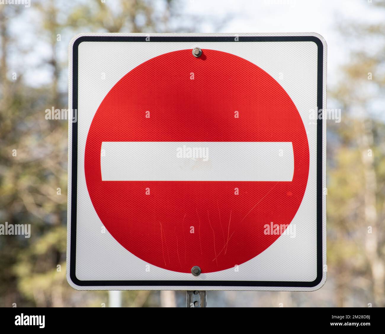 Do not enter sign at at the highway junction in Hope, British Columbia, Canada Stock Photo