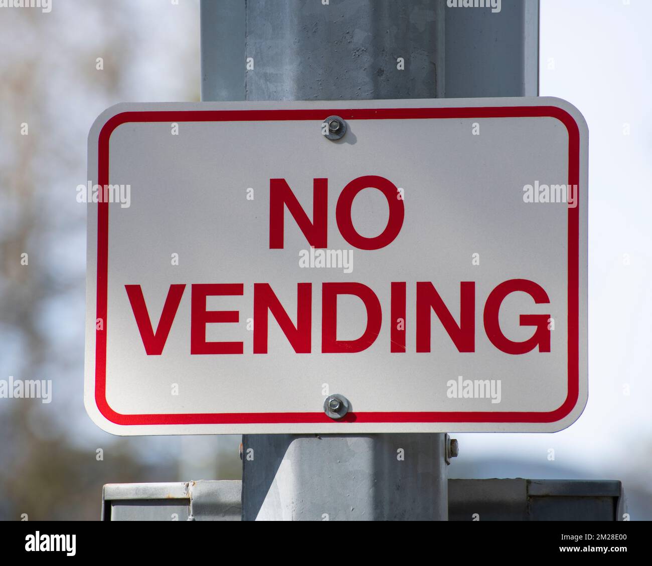 No vending sign at at the highway junction in Hope, British Columbia, Canada Stock Photo