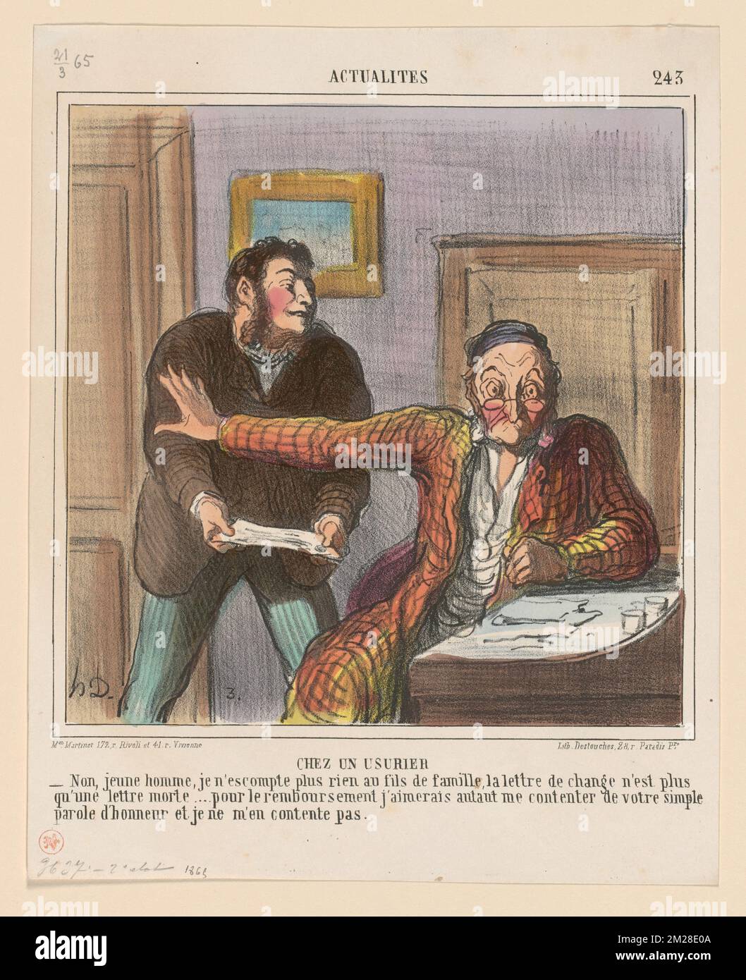 Chez un usurier. Honoré Daumier (1808-1879). Lithographs Stock Photo ...