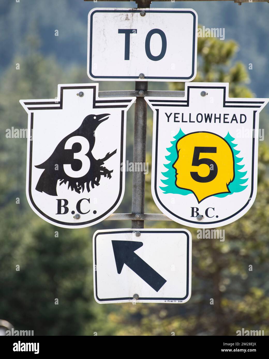 Highway junction signs in Hope, British Columbia, Canada Stock Photo