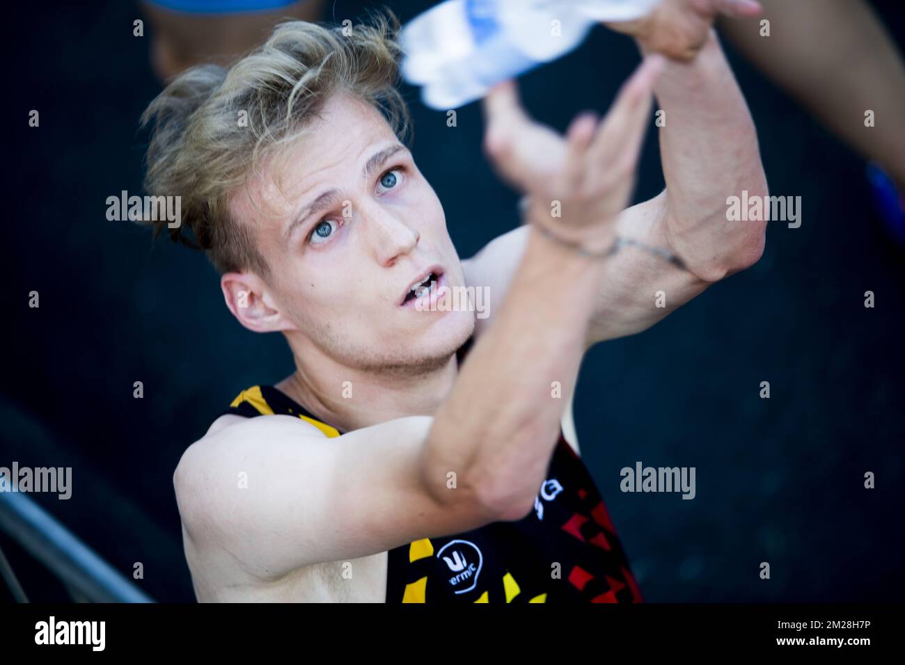 Belgian Eliott Crestan pictured after on the third day of the U20 European Championships Athletics, in Grosseto, Italy, Saturday 22 July 2017. This year, the biyearly Championships for athletes who are 19 years old or younger are taking place from 20 to 23 July. BELGA PHOTO JASPER JACOBS Stock Photo