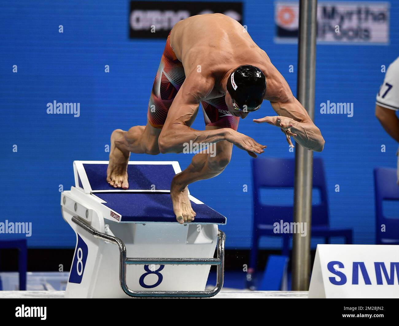 Belgian swimmer Pieter Timmers pictured in action during the heats of the men's 200m freestyle competition at the World Championships in Budapest, Hungary, Monday 24 July 2017. BELGA PHOTO ERIC LALMAND Stock Photo