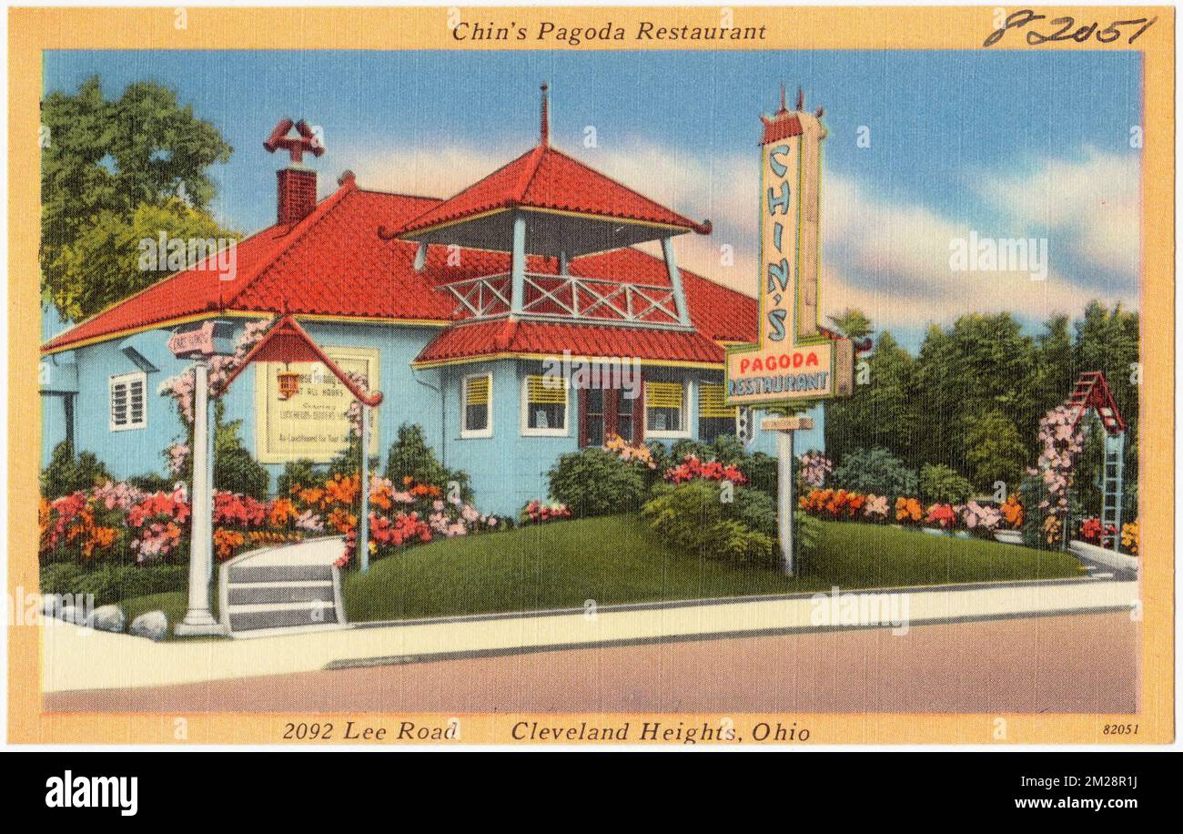 Chin's Pagoda Restaurant, 2092 Lee Road, Cleveland Heights, Ohio , Restaurants, Tichnor Brothers Collection, postcards of the United States Stock Photo