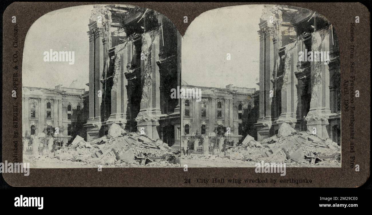City Hall wing wrecked by earthquake , City & town halls, Debris, San Francisco Earthquake and Fire, Calif., 1906 Stock Photo
