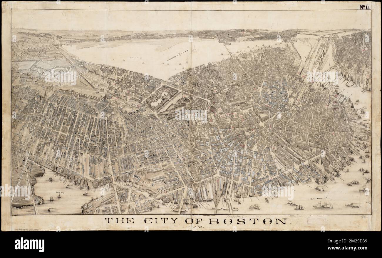 Leventhal Map Collection The city of Boston : 1879 , Boston Mass., Aerial views Norman B ...