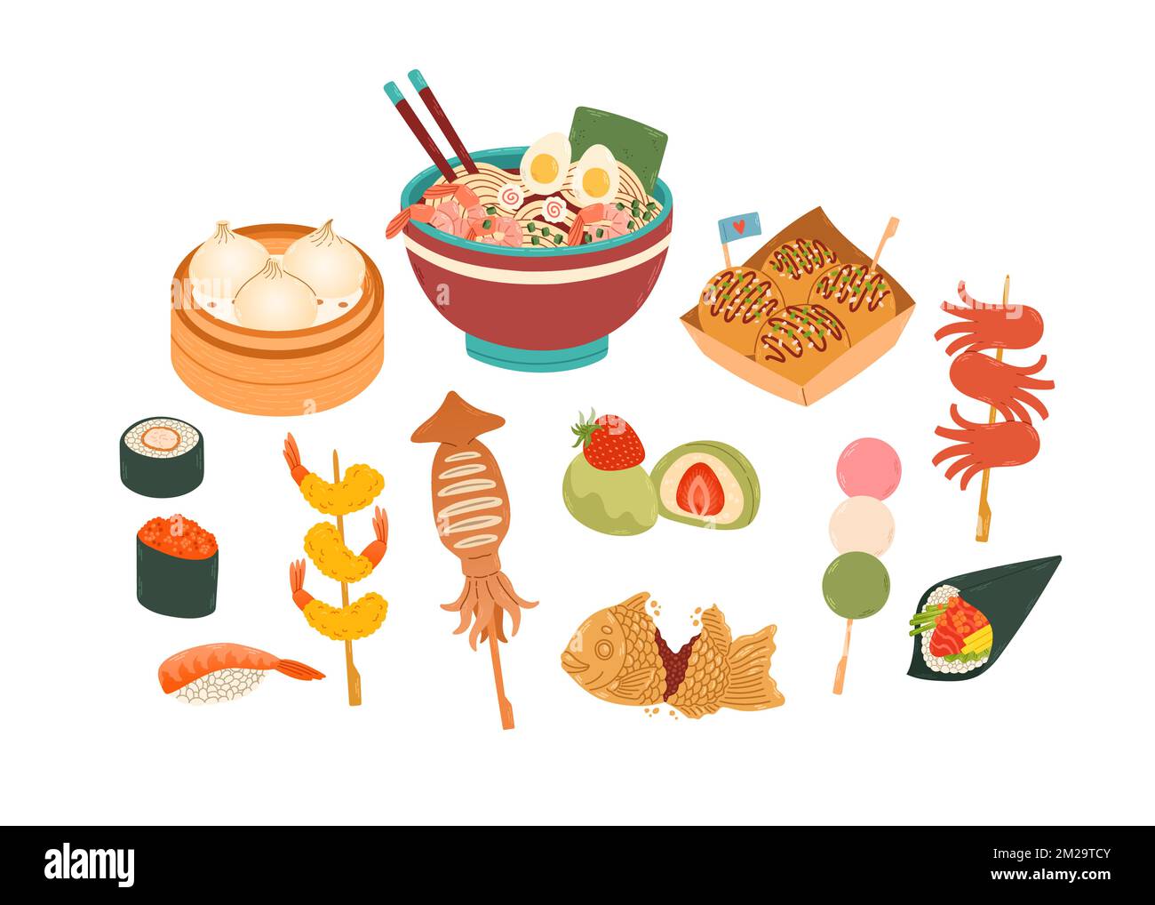 Free Vector  Traditional japanese food set