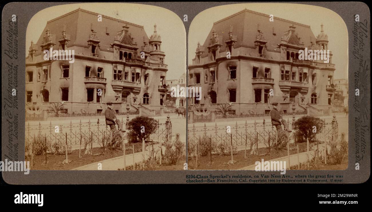 Claus Spreckel's residence, on Van Ness Ave., where the great fire was