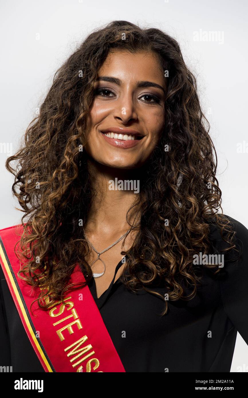 Shakila Allahyar poses for the photographer during the presentation of the finalist candidates for the Miss Belgium 2018 beauty contest, Friday 29 September 2017 in Willebroek. BELGA PHOTO JASPER JACOBS Stock Photo