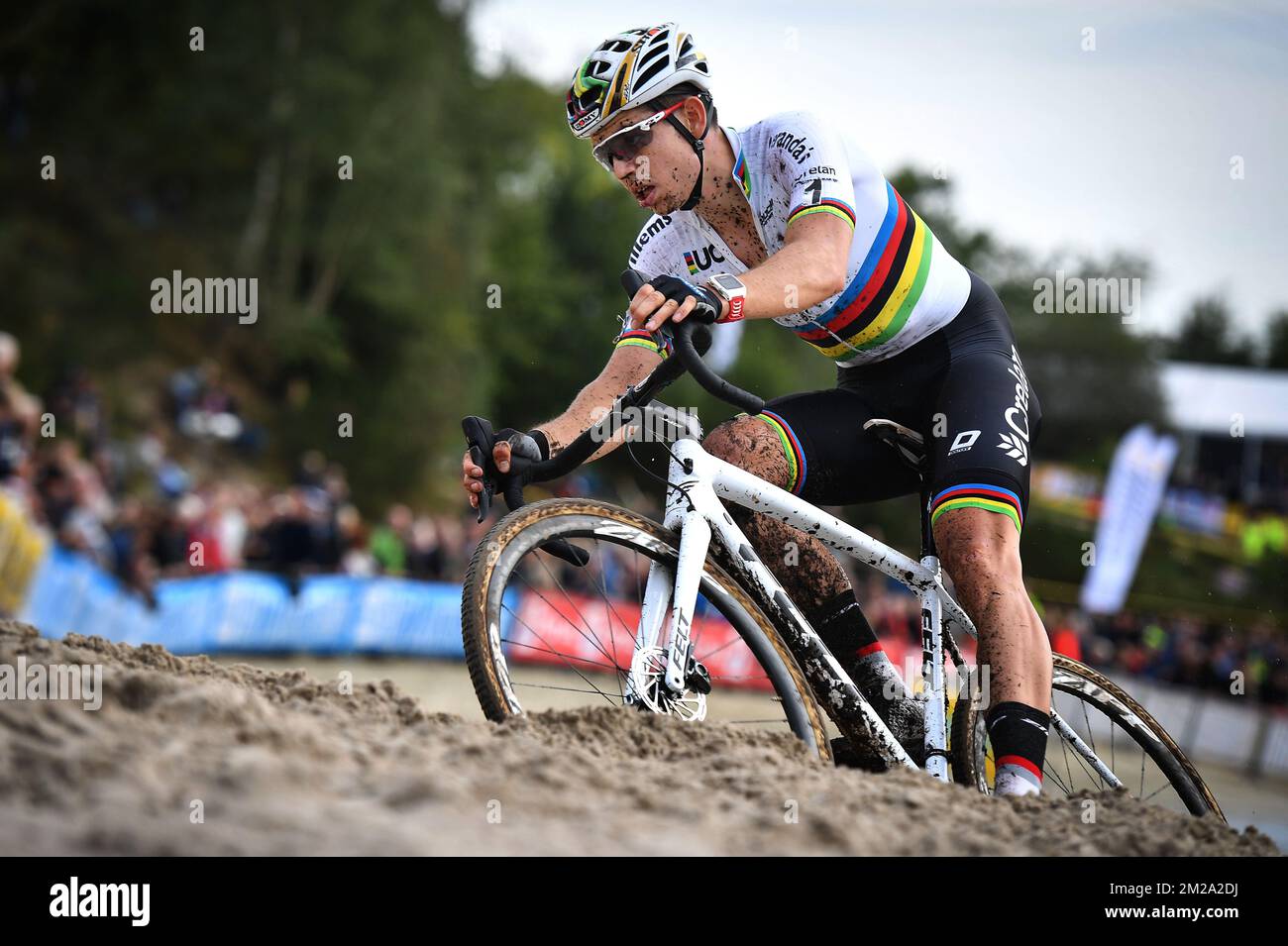 Belgian World Champion Wout Van Aert Pictured In Action During The Men 
