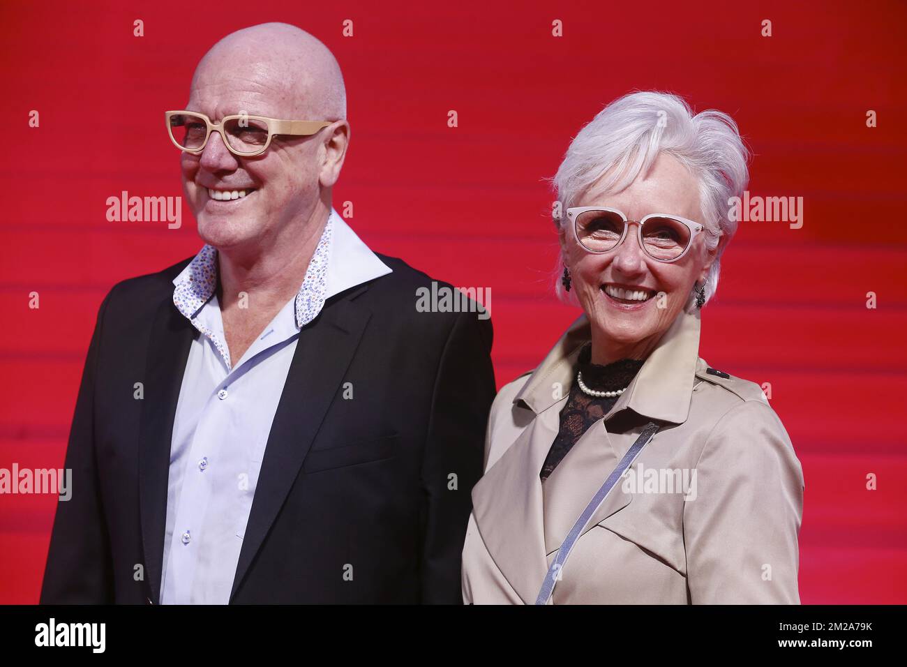 Actor Vic De Wachter and actress Gilda De Bal pictured during the opening of the 44th 'Film Fest Gent', film festival in Gent, with Belgian film 'Insyriated', Tuesday 10 October 2017. BELGA PHOTO NICOLAS MAETERLINCK Stock Photo