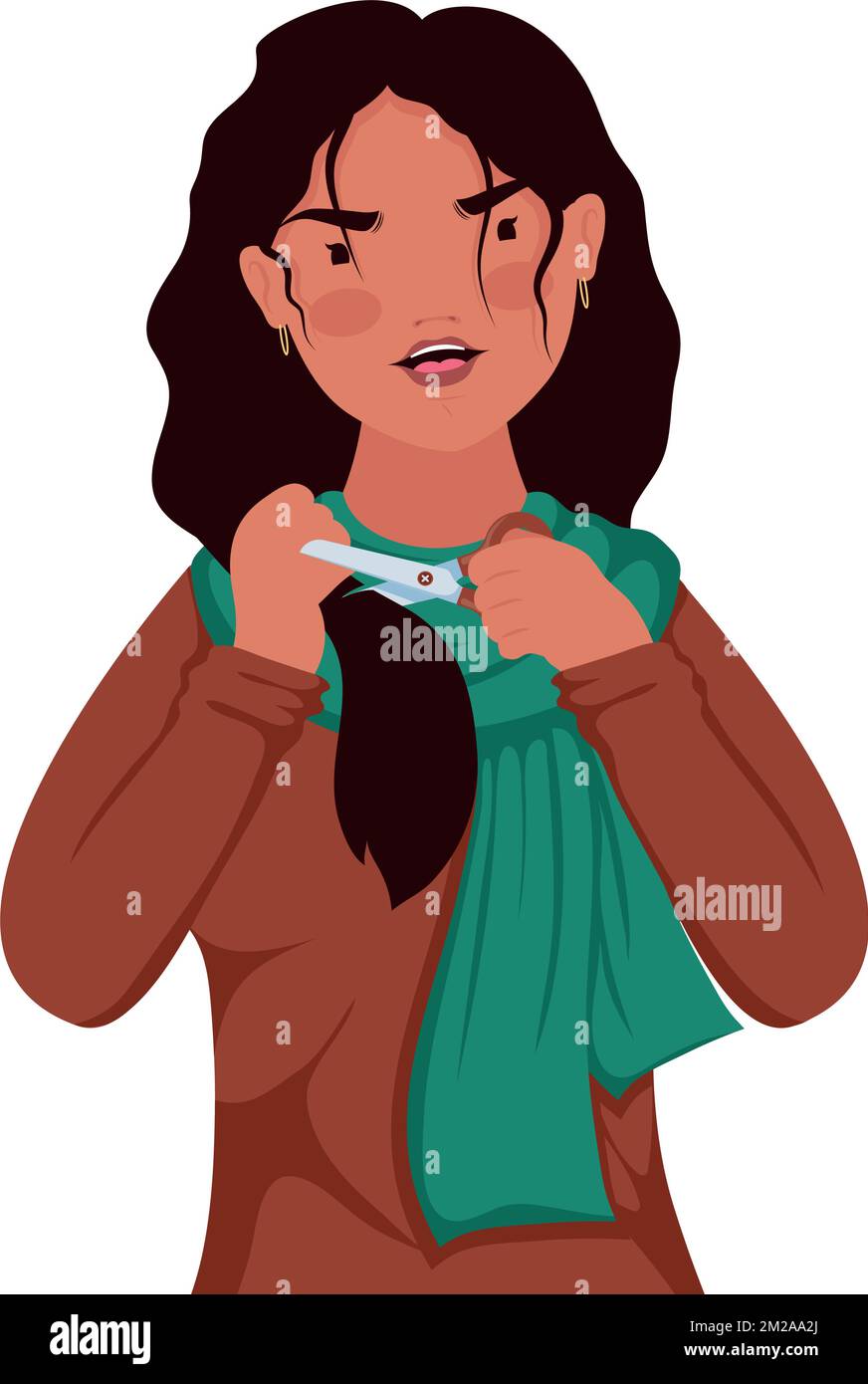 iranian woman cutting her hair protesting character Stock Vector Image
