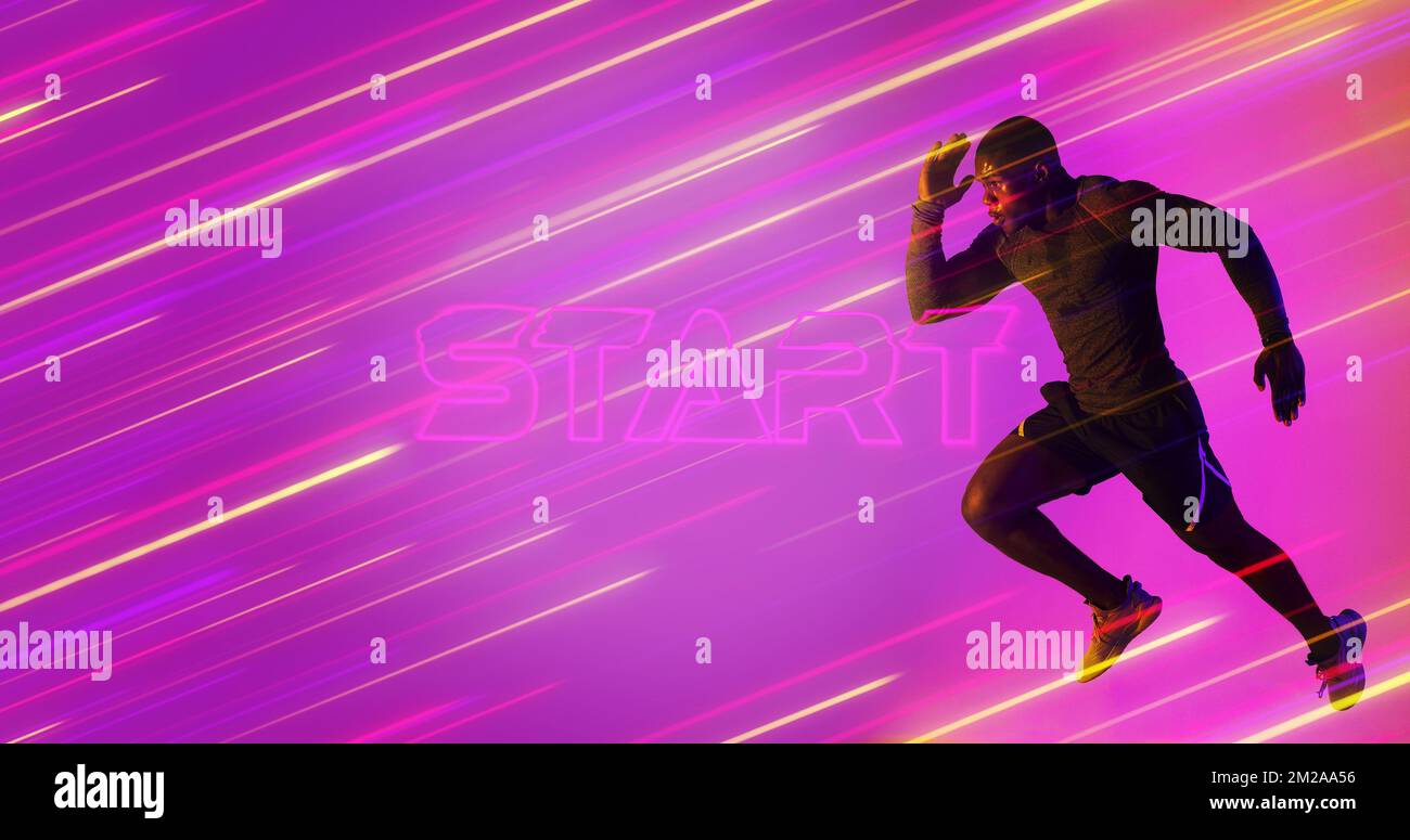 African american rugby player running by