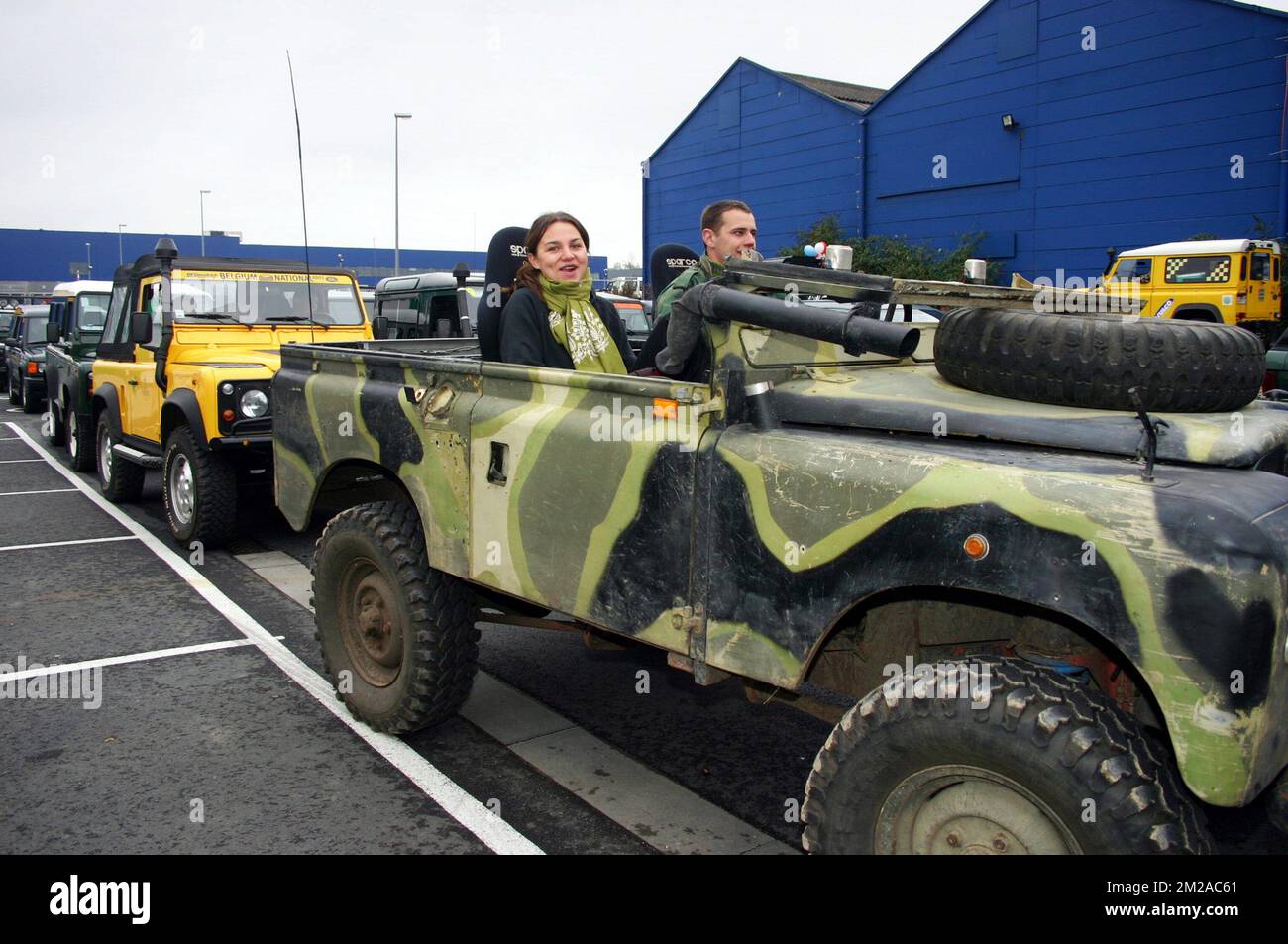 Gathering of Land Rover cars for an attempt at breaking a world record ...