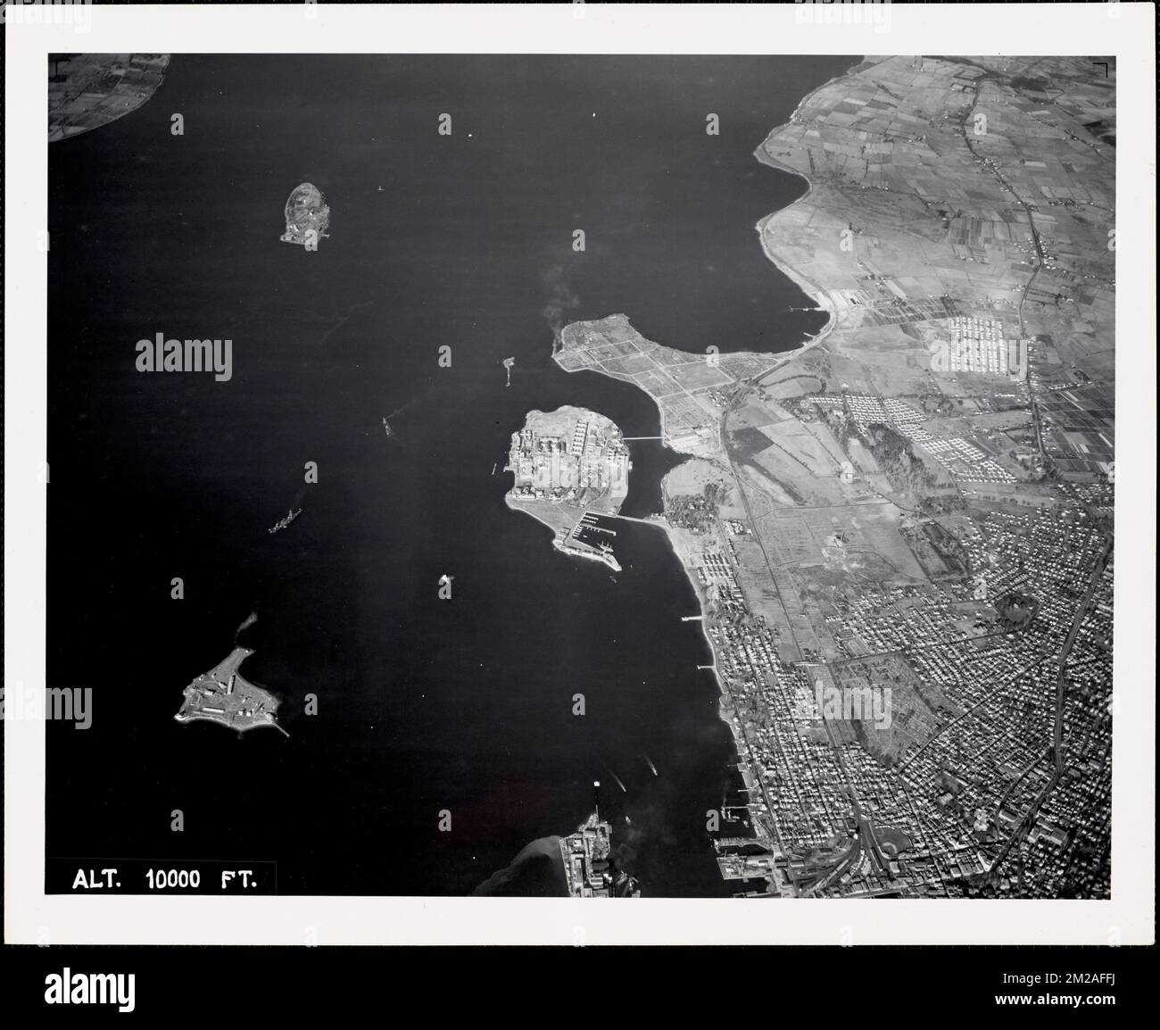Coasters Harbor Islandview from south 10000 ft. , Islands. Photographs